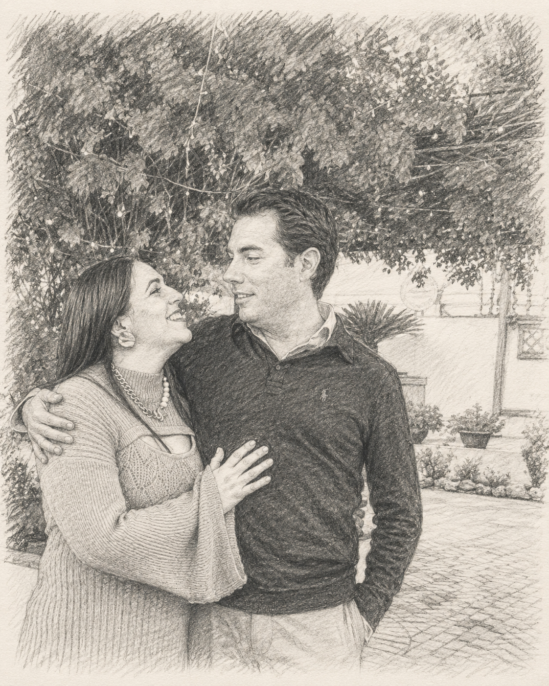 Retrato ilustrado de Ana y Juanmi